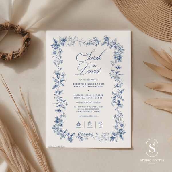 INVITACIÓN DIGITAL - BODA - DELICATE BLUE FLOWERS